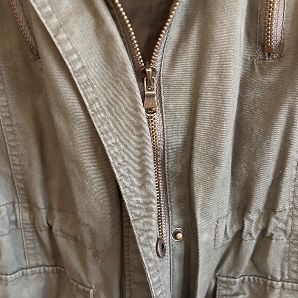 Urban Retro Army Green 100% Cotton Utility Jacket Lots of Pockets Size Large EUC - Picture 4 of 10
